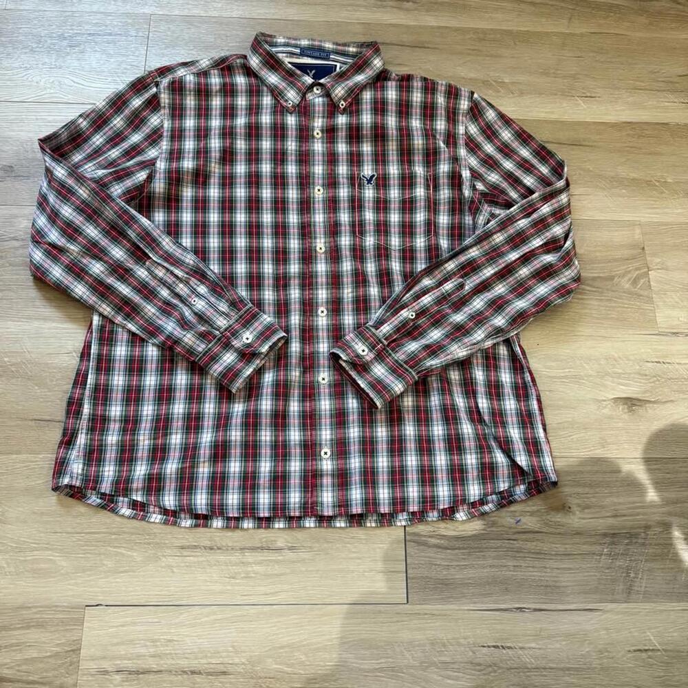 American Eagle Plaid Button‎ Down Shirt Vintage Fit Men’s XXL